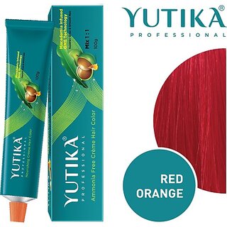                       Yutika Professional Creme Hair Color , Red Orange                                              