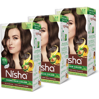 Nisha cream permanent hair color superior quality no ammonia cream formula permanent Fashion Highlights and rich bright long-lasting colour Dark Brown (pack of 3) , DARK BROWN 3 Nisha cream permanent hair color superior quality no ammonia cream formula permanent Fashion Highlights and rich bright long-lasting colour Dark Brown (pack of 3) , DARK BROWN 3