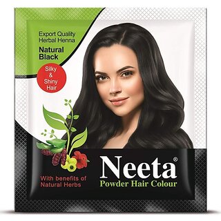 Neeta Hair Color Powder Henna Based For Smooth & Silky Hair Black 10gm (Pack Of 10) , Black Neeta Hair Color Powder Henna Based For Smooth & Silky Hair Black 10gm (Pack Of 10) , Black