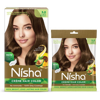 Nisha Color Combo Pack of Light Brown 120gm Jumbo + 40gm Sachet Pack , 5.0 Light Brown Nisha Color Combo Pack of Light Brown 120gm Jumbo + 40gm Sachet Pack , 5.0 Light Brown