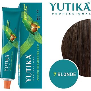                       Yutika Professional Creme Hair Color , Blonde 7.0                                              