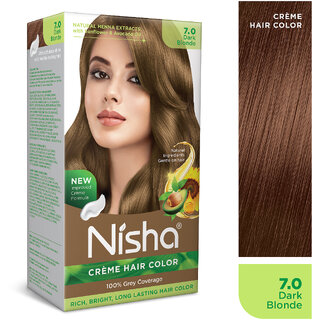 Nisha Cream Hair Color Rich Bright Long Lasting Hair Colouring For Ultra Soft Deep Shine 100% Grey Coverage Dark Blonde (Pack of 1) , Dark Blonde Nisha Cream Hair Color Rich Bright Long Lasting Hair Colouring For Ultra Soft Deep Shine 100% Grey Coverage Dark Blonde (Pack of 1) , Dark Blonde