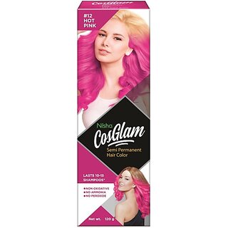                       Nisha Cosglam Semi Permanent Hair Color, #12 Hot Pink , 12 Hot Pink                                              