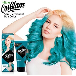 Nisha Cosglam Semi Permanent Hair Color, #53 Electric Teal , 53 Electric Teal Nisha Cosglam Semi Permanent Hair Color, #53 Electric Teal , 53 Electric Teal
