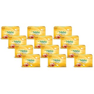                       Nisha Saffron and Sandal Bathing Soap For Glowing Skin Beauty Pack Of 3 (3 x 400 g)                                              