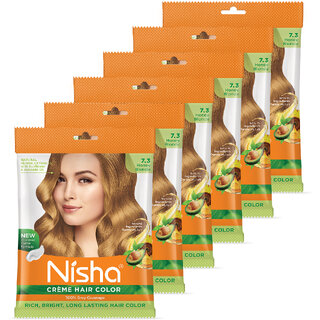                       Nisha Creme Based Hair Color Each Sachet 40gm (Pack of 6) , Honey Blonde                                              