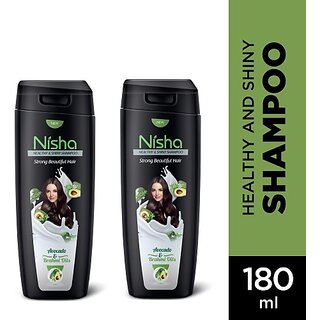                       Nisha Avacado & Brahmi Oils Shampoo For Strong Beautiful Hair, 180 ML - Pack Of 2 (360 ml)                                              
