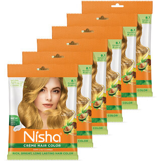 Nisha Creme Based Hair Color Each Sachet 40gm (Pack of 6) , Golden Blonde Nisha Creme Based Hair Color Each Sachet 40gm (Pack of 6) , Golden Blonde