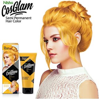                       Nisha Cosglam Semi Permanent Hair Color, #32 Sushine Yellow , 32 Sushine Yellow                                              