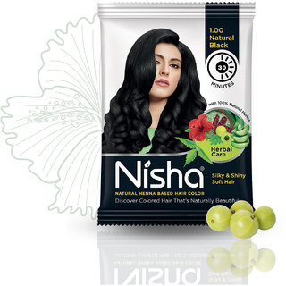                       Nisha Hair Color Henna Based Hair Powder Dye For Hair Coloring Natural Brown 30gm each pack (Pack of 8) (240 g)                                              