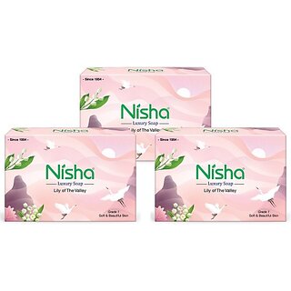                       Nisha Luxury Soap Bar Lily of The Valley for Soft & Beautiful Skin 100g Each Pack of 3 (3 x 33.33 g)                                              