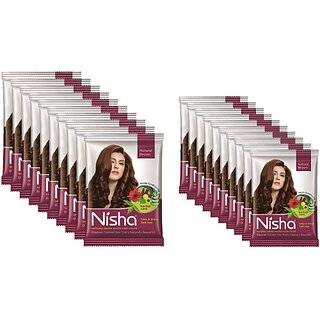                       Nisha Natural Henna Based Hair Color Powder Conditioning Herbal Care Silky & Shiny Soft Hair 10Gm And 25Gm Each Sachet Pack of 10 (450 g)                                              