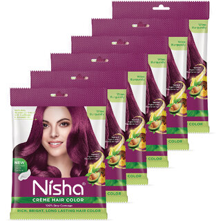 Nisha Cream Hair Color Rich Bright Long Lasting Hair Colouring For Ultra Soft Deep Shine Grey Coverage Conditioning With Natural Herbs , Wine Burgundy Nisha Cream Hair Color Rich Bright Long Lasting Hair Colouring For Ultra Soft Deep Shine Grey Coverage Conditioning With Natural Herbs , Wine Burgundy