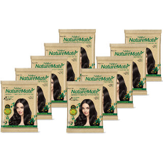 Pack of 10 Nisha Nature Mate Henna Based Hair Color 10g (Black)