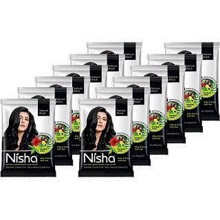                       Nisha Hair Color Henna Based Hair Powder Dye For Hair Coloring 25gm each pack (Pack of 12) (300 g)                                              