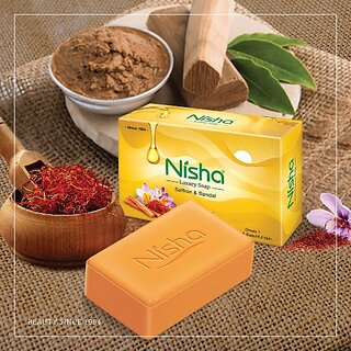                       Nisha Saffron and Sandal Bathing Soap For Glowing Skin Beauty (5 x 100 g)                                              