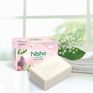 Nisha Luxury Soap Bar Lily of The Valley for Soft & Beautiful Skin 100g Each Pack of 9 (9 x 11.11 g) Nisha Luxury Soap Bar Lily of The Valley for Soft & Beautiful Skin 100g Each Pack of 9 (9 x 11.11 g)