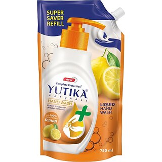 Yutika Complete Germ Protection Handwash Enriched with Moisturizers and a pH Balanced Formula Comes with Lemon Fragrance Liquid Soap Refill Hand Wash Refill Pouch (750 ml) Yutika Complete Germ Protection Handwash Enriched with Moisturizers and a pH Balanced Formula Comes with Lemon Fragrance Liquid Soap Refill Hand Wash Refill Pouch (750 ml)