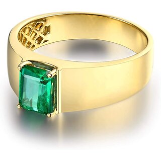                       Emerald ring natural panna gemstone gold plated ring certified stone for men                                              