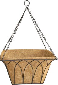 GARDEN DECO Square Metal Hanging Basket 14 inch (Color-Black,1PC)