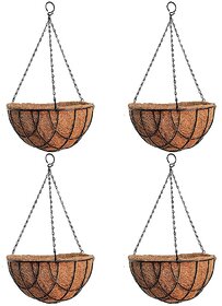 GARDEN DECO 12 Inch Coir Hanging Basket (Green, Set of 4)