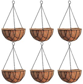 GARDEN DECO 12 Inch Coir Hanging Basket (Green, Set of 6)