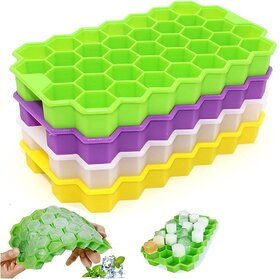 S4 Silicone Ice Cube Trays 32 Cavity Per Ice Tray Pack of 4,Multi color
