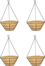 GARDEN DECO 10 Inch Flat Hanging Basket (Set of 4 PCS)