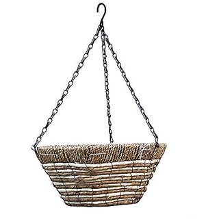 GARDEN DECO 12 Inch Round Hanging Basket with chain (Set of 2 PCs)
