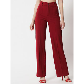                       Kotty Womens Straight Fit Maroon Trousers                                              