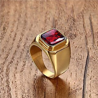                       Jaipur Gemstone Natural Red Ruby/Manik Gemstone Gold Plated(Punchdhatu) Finger Ring For Astrological Purpose                                              