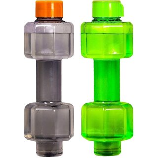                       S4 Stylish Dumbbell Shape Sports Water Bottle for Gym and Outdoor 750ml (Pack of 2)                                              