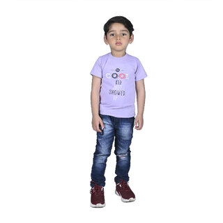 Kid Kupboard Cotton Boys T Shirt Light Purple Half Sleeves Crew Neck 6 7 Years