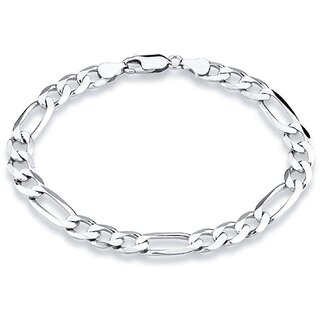                       CEYLONMINE- Stylish Silver Coated Chain Bracelet For Men (Rhodium Chain Bracelet)                                              