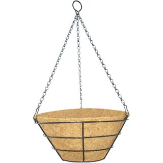                       GARDEN DECO 10 INCH Coir Hanging Basket with Chain, Flat Base. (25x25x12.5 cm, 1 Pc) Coir Hanging Pots Home Garden                                              