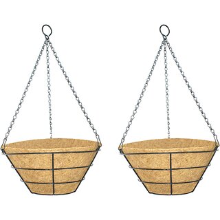 GARDEN DECO 10 Inch Flat Hanging Basket (Set of 2 PCS)
