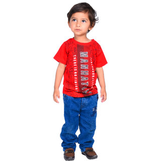                       Kid Kupboard Cotton Baby Boys T-Shirt, Red, Half-Sleeves, Crew Neck, 2-3 Years                                              