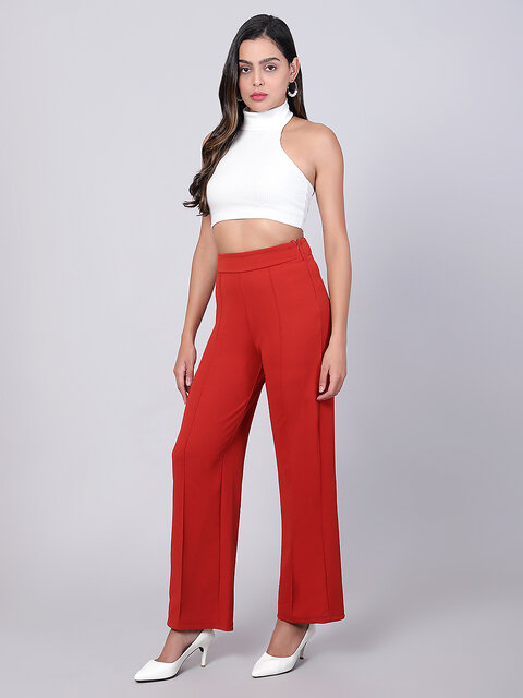 Buy Kotty Womens Straight Fit Orange Trousers Online  799 from ShopClues