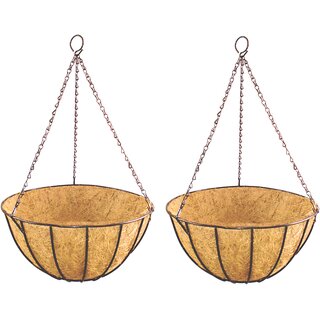                       GARDEN DECO- 12 INCH- Coir Hanging Basket-with Chain - Classic Coir Hanging POTS for Home Garden (Set of 2 PCs)                                              