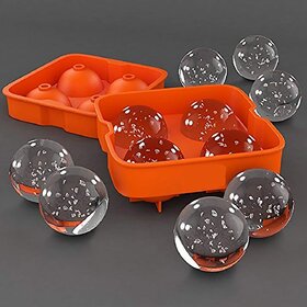 S4 Ice Trays for Freezer Whiskey Ice Cube Plastic Ball Maker Mold Sphere Mould 4 Holes New Ice Balls Party