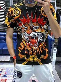Yellow Tree Mens Round Neck Printed Multicolor Tshirt