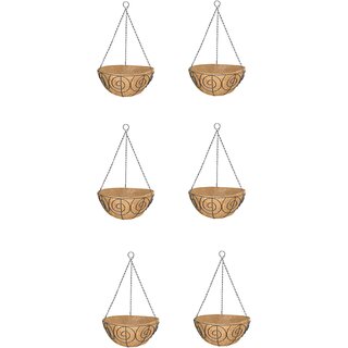                       GARDEN  DECO 14 Inch Designer Coir Hanging Basket with Chain (Set of 2 PCs)                                              