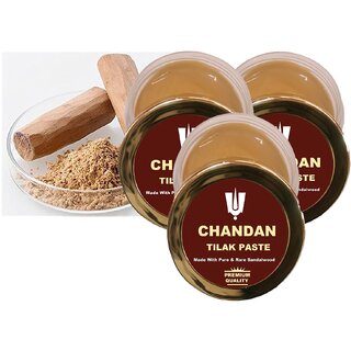 PACK OF 3 CHANDAN TILAK PASTE MADE WITH PURE AND RARE PREMIUM QUALITY SANDALWOOD.