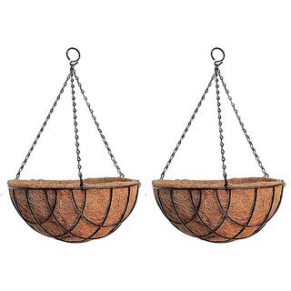                       GARDEN DECO Coir Hanging Basket with Chain for Indoor and Outdoor (Set of 2 PC, 14 INCH)                                              