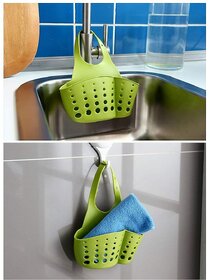 S4 Adjustable Kitchen Bathroom Water Drainage Plastic Basket/Bag with Faucet Sink Caddy Pack of 2 (Assorted Color)