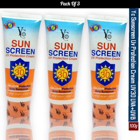 Yc Sunscreen Uv Protection Cream UV30 UVA+UVB 100g (Pack of 3)