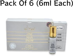 Al hiza perfumes One Man Snow Roll-on Perfume Free From Alcohol 6ml (Pack of 6)