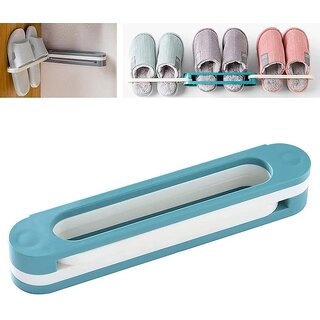                       S4 Plastic Folding Shoe Rack Organiser with Wall Mounted Pack of 2                                              