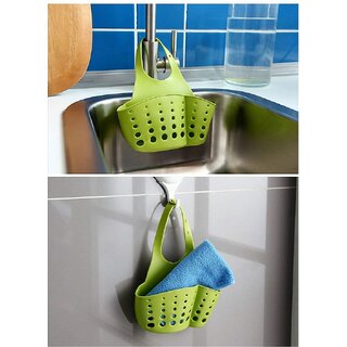                       S4 Adjustable Kitchen Bathroom Water Drainage Plastic Basket/Bag with Faucet Sink Caddy Pack of 2 (Assorted Color)                                              