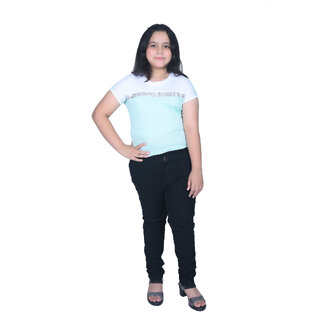                       Kid Kupboard Cotton Girls T-Shirt, Light Blue, Half-Sleeves, Crew Neck, 9-10 Years                                              